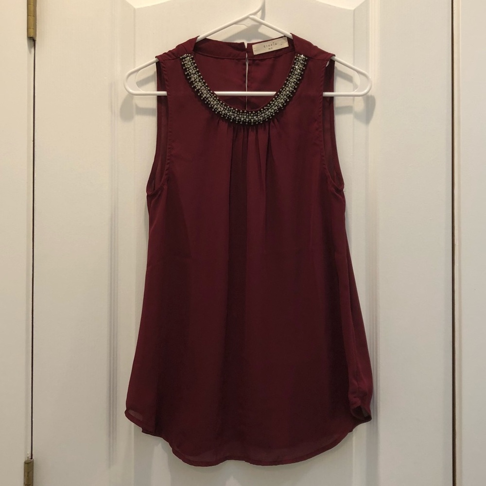 Jeweled neckline blouse